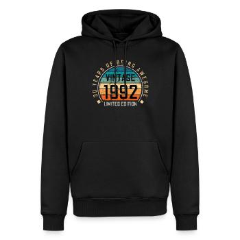 30e anniversaire 30 ans né en 1992 - Sweat à capuche Premium bio Homme - noir - Devant - Nico (187cm)