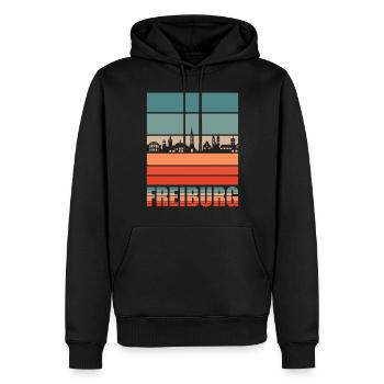 Freiburg | Freiburg Skyline - Männer Premium Bio Hoodie - Schwarz - Vorne - Nico (187cm)