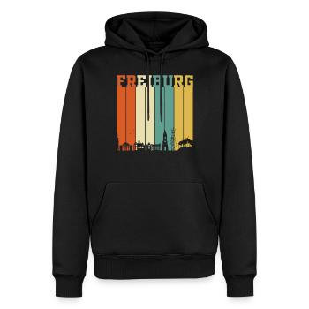 Freiburg Skyline - Männer Premium Bio Hoodie - Schwarz - Vorne - Nico (187cm)