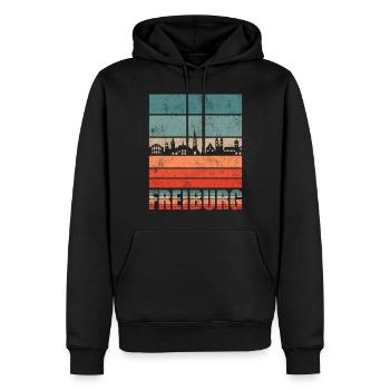 Freiburg - Männer Premium Bio Hoodie - Schwarz - Vorne - Nico (187cm)