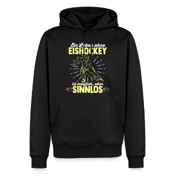 Eishockey Leben Ohne Möglich Aber Sinnlos Spieler - Männer Premium Bio Hoodie - Schwarz - Vorne - Nico (187cm)