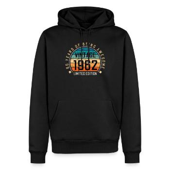 60e anniversaire 60 ans né en 1962 - Sweat à capuche Premium bio Homme - noir - Devant - Nico (187cm)