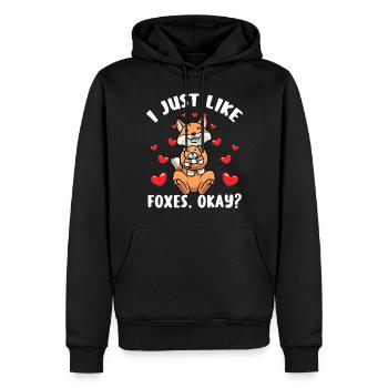 Kawaii Fox Câlin Jouet Coeur Renard - Sweat à capuche Premium bio Homme - noir - Devant - Nico (187cm)