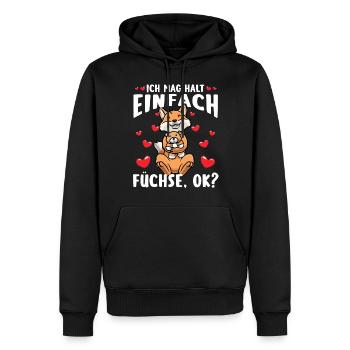 Kawaii Fuchs Kuscheltier Herz Fuchs - Männer Premium Bio Hoodie - Schwarz - Vorne - Nico (187cm)