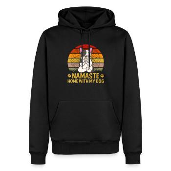 Citation de yoga Namaste Home With My Dog - Sweat à capuche Premium bio Homme - noir - Devant - Nico (187cm)