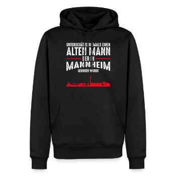 Mannheim Skyline - Lustige alte Männer Sprüche - Männer Premium Bio Hoodie - Schwarz - Vorne - Nico (187cm)