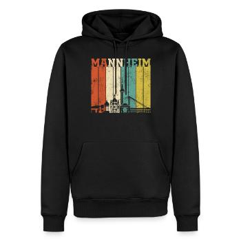 Retro Mannheim Skyline - Männer Premium Bio Hoodie - Schwarz - Vorne - Nico (187cm)