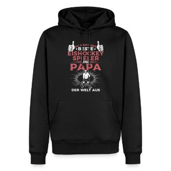 Eishockey Papa Eishockey Spieler Papa - Männer Premium Bio Hoodie - Schwarz - Vorne - Nico (187cm)