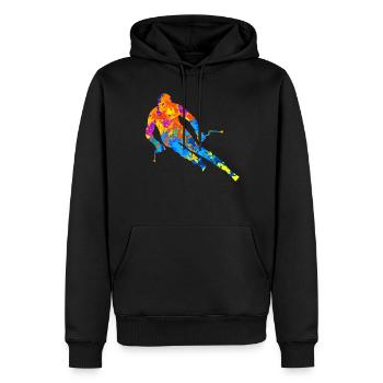 Ski Ski Ski Sports d’hiver Idée cadeau - Sweat à capuche Premium bio Homme - noir - Devant - Nico (187cm)