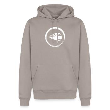 Métro blanc - Sweat à capuche Premium bio Homme - taupe - Devant - Nico (187cm)