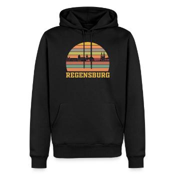 Regensburg - Männer Premium Bio Hoodie - Schwarz - Vorne - Nico (187cm)