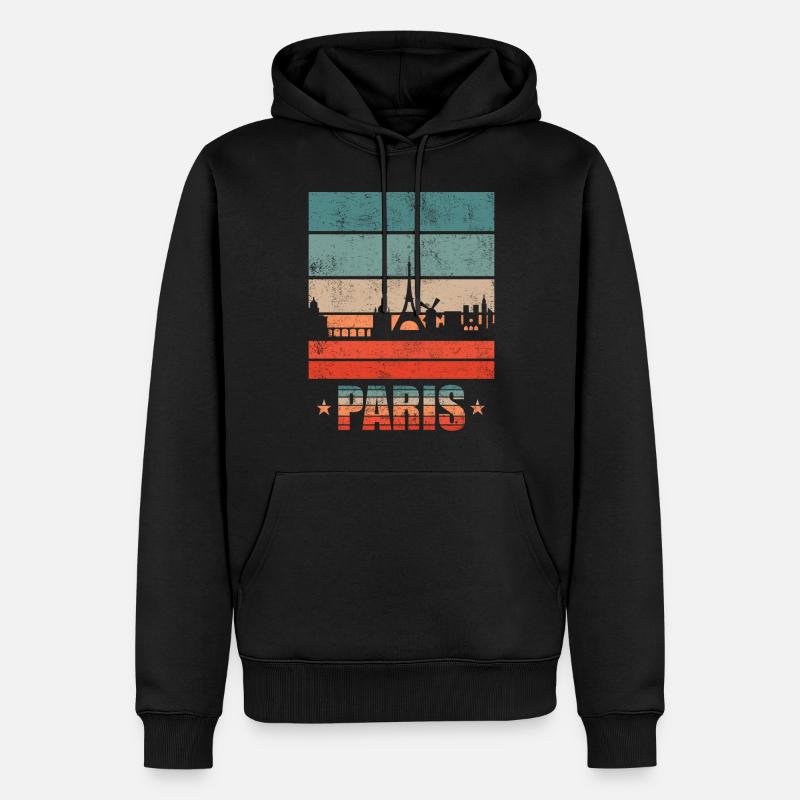 Städte Skyline Paris - Männer Premium Bio Hoodie - Schwarz