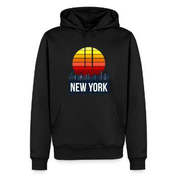 New York - Sweat à capuche Premium bio Homme - noir - Devant - Nico (187cm)