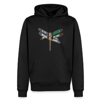 New York - Sweat à capuche Premium bio Homme - noir - Devant - Nico (187cm)