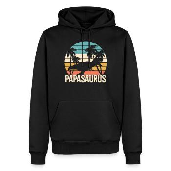 Papasaurus T-Rex Papa Father's Day Dad - Men’s Premium Organic Hoodie - black - Front - Nico (187cm)