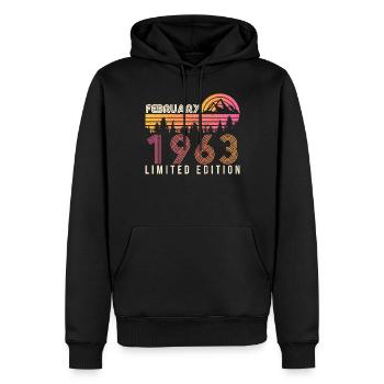 1963 Millésime limité en février - Sweat à capuche Premium bio Homme - noir - Devant - Nico (187cm)
