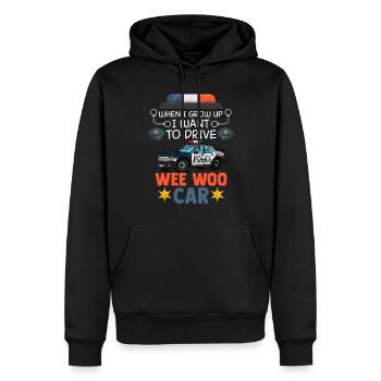 La voiture Wee Woo roule pour un avenir - Sweat à capuche Premium bio Homme - noir - Devant - Nico (187cm)