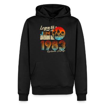 40e anniversaire Man 40 Légendaire depuis juin 1983 - Sweat à capuche Premium bio Homme - noir - Devant - Nico (187cm)