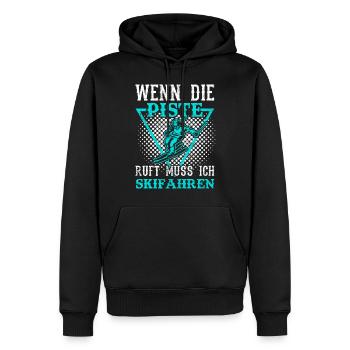 Lustige Sprüche Skifahren | Skifahrer Spruch - Männer Premium Bio Hoodie - Schwarz - Vorne - Nico (187cm)