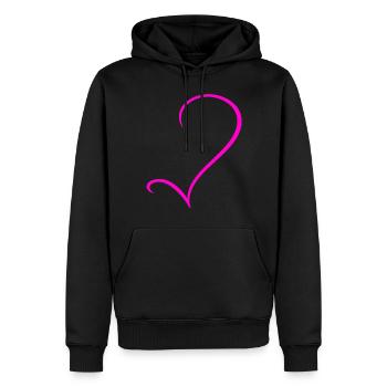 Halbes Pinkes Herz - Männer Premium Bio Hoodie - Schwarz - Vorne - Nico (187cm)