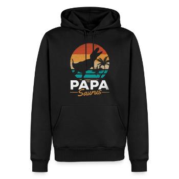 PapaSaurus Rex Daddy Dinosaur Matching Family - Men’s Premium Organic Hoodie - black - Front - Nico (187cm)