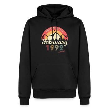Geschenkidee Vintage Februar 1992 - Männer Premium Bio Hoodie - Schwarz - Vorne - Nico (187cm)