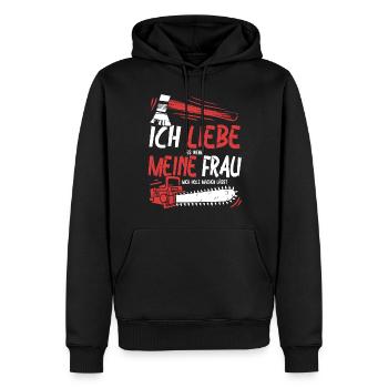 Holzfäller Förster Wald Kettensäge Motorsäge Frau - Männer Premium Bio Hoodie - Schwarz - Vorne - Nico (187cm)