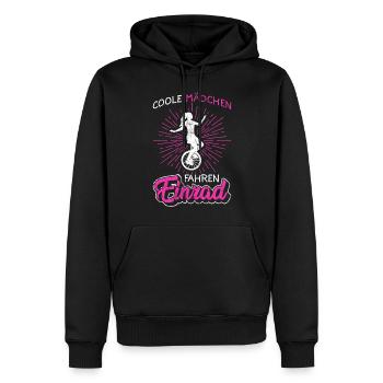 Einrad | Coole Mädchen fahren Einrad - Männer Premium Bio Hoodie - Schwarz - Vorne - Nico (187cm)