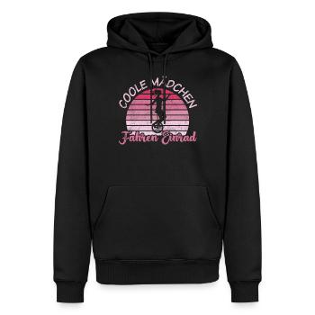 Einrad | Coole Mädchen fahren Einrad - Männer Premium Bio Hoodie - Schwarz - Vorne - Nico (187cm)