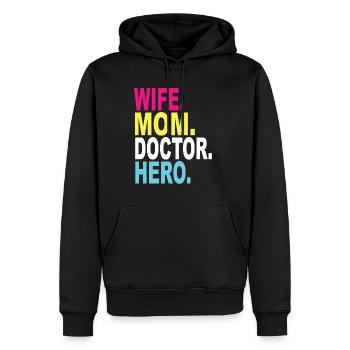 Femme Maman Docteur Héros - Sweat à capuche Premium bio Homme - noir - Devant - Nico (187cm)
