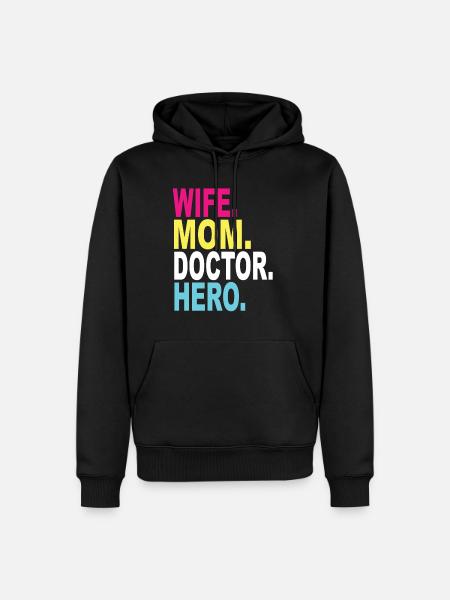 Femme Maman Docteur Héros - Sweat à capuche Premium bio Homme - noir