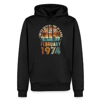 Limited Edition Vintage February 1974 - Männer Premium Bio Hoodie - Schwarz - Vorne - Nico (187cm)