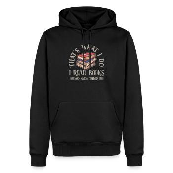 Livres Rat de bibliothèque Rat de bibliothèque Lire le livre - Sweat à capuche Premium bio Homme - noir - Devant - Nico (187cm)
