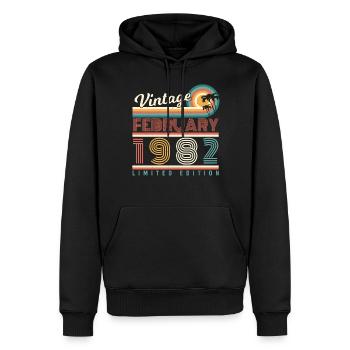 Né en février 1982 Vintage - Sweat à capuche Premium bio Homme - noir - Devant - Nico (187cm)