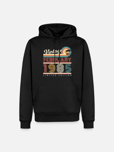Né en février 1985 Retro - Sweat à capuche Premium bio Homme - noir