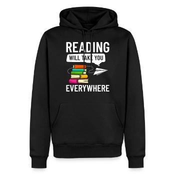 Leser Buch Lesen Bücherwurm Bibliothekar - Männer Premium Bio Hoodie - Schwarz - Vorne - Nico (187cm)