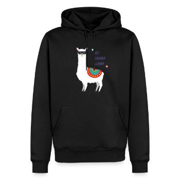 Lama - Männer Premium Bio Hoodie - Schwarz - Vorne - Nico (187cm)