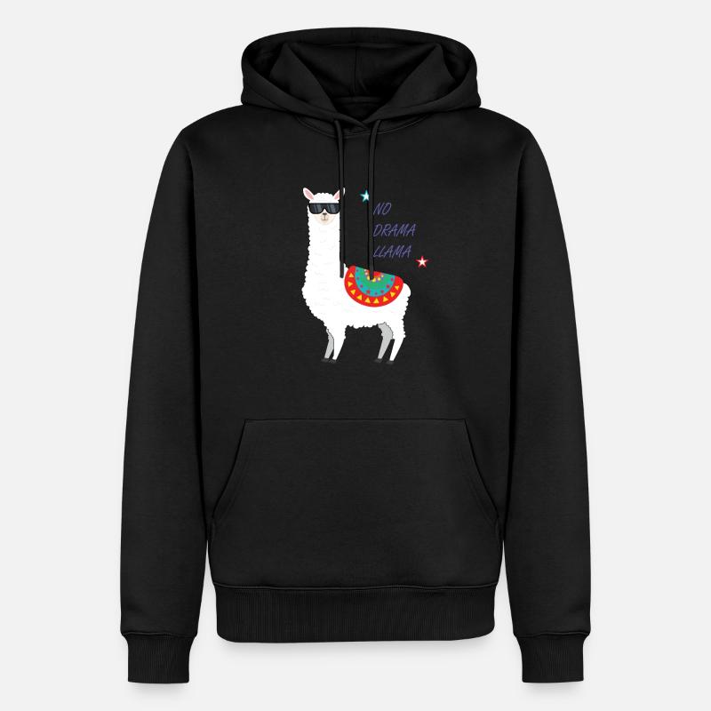 Lama - Männer Premium Bio Hoodie - Schwarz