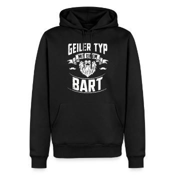 Bart - Männer Premium Bio Hoodie - Schwarz - Vorne - Nico (187cm)