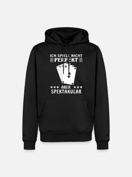 SPIELKARTEN ICH SPIELE NICHT PERFEKT - Männer Premium Bio Hoodie - Schwarz