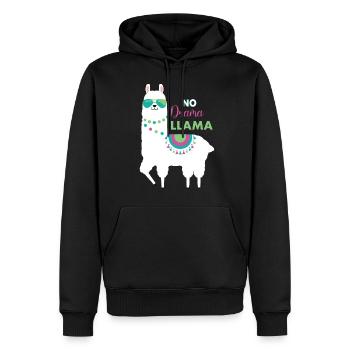 Lama - Männer Premium Bio Hoodie - Schwarz - Vorne - Nico (187cm)