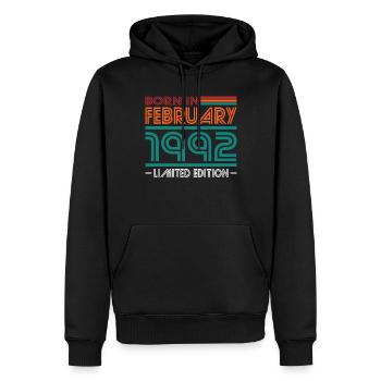 30. Geburtstag Jahrgang 1992 Born in Februar 1992 - Männer Premium Bio Hoodie - Schwarz - Vorne - Nico (187cm)