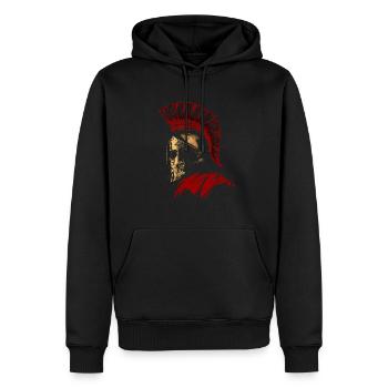 Soldat spartiate Casque corinthien Leonidas Casquette rouge - Sweat à capuche Premium bio Homme - noir - Devant - Nico (187cm)