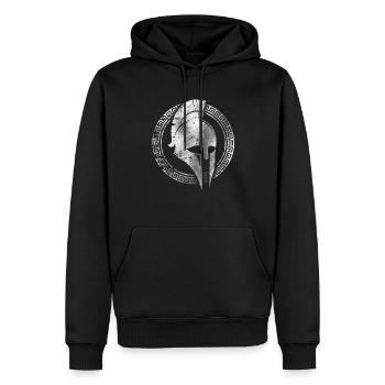 Spartanischer Soldat Korinthischer Helm Leonidas Spartan - Männer Premium Bio Hoodie - Schwarz - Vorne - Nico (187cm)