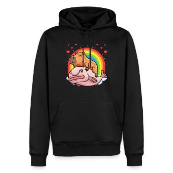 Capybara Kawaii Blobfish Capybara Avec - Sweat à capuche Premium bio Homme - noir - Devant - Nico (187cm)