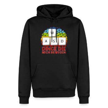 WASD Dinge Die Mich Bewegen - Männer Premium Bio Hoodie - Schwarz - Vorne - Nico (187cm)
