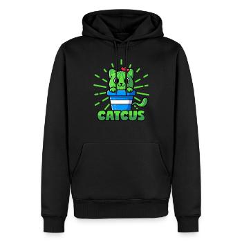 Chats Cactus Pun Catcus - Sweat à capuche Premium bio Homme - noir - Devant - Nico (187cm)