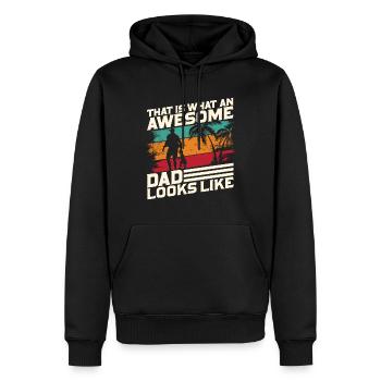 Citation de la fête des pères que ce à quoi ressemble un père génial - Sweat à capuche Premium bio Homme - noir - Devant - Nico (187cm)