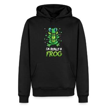 Grenouille Je suis vraiment une grenouille Crapauds Coeur Élevage de grenouilles - Sweat à capuche Premium bio Homme - noir - Devant - Nico (187cm)