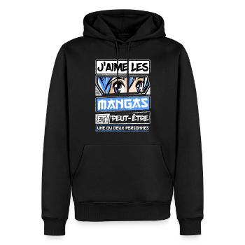 Manga Fille Japonais Kawaii - Sweat à capuche Premium bio Homme - noir - Devant - Nico (187cm)